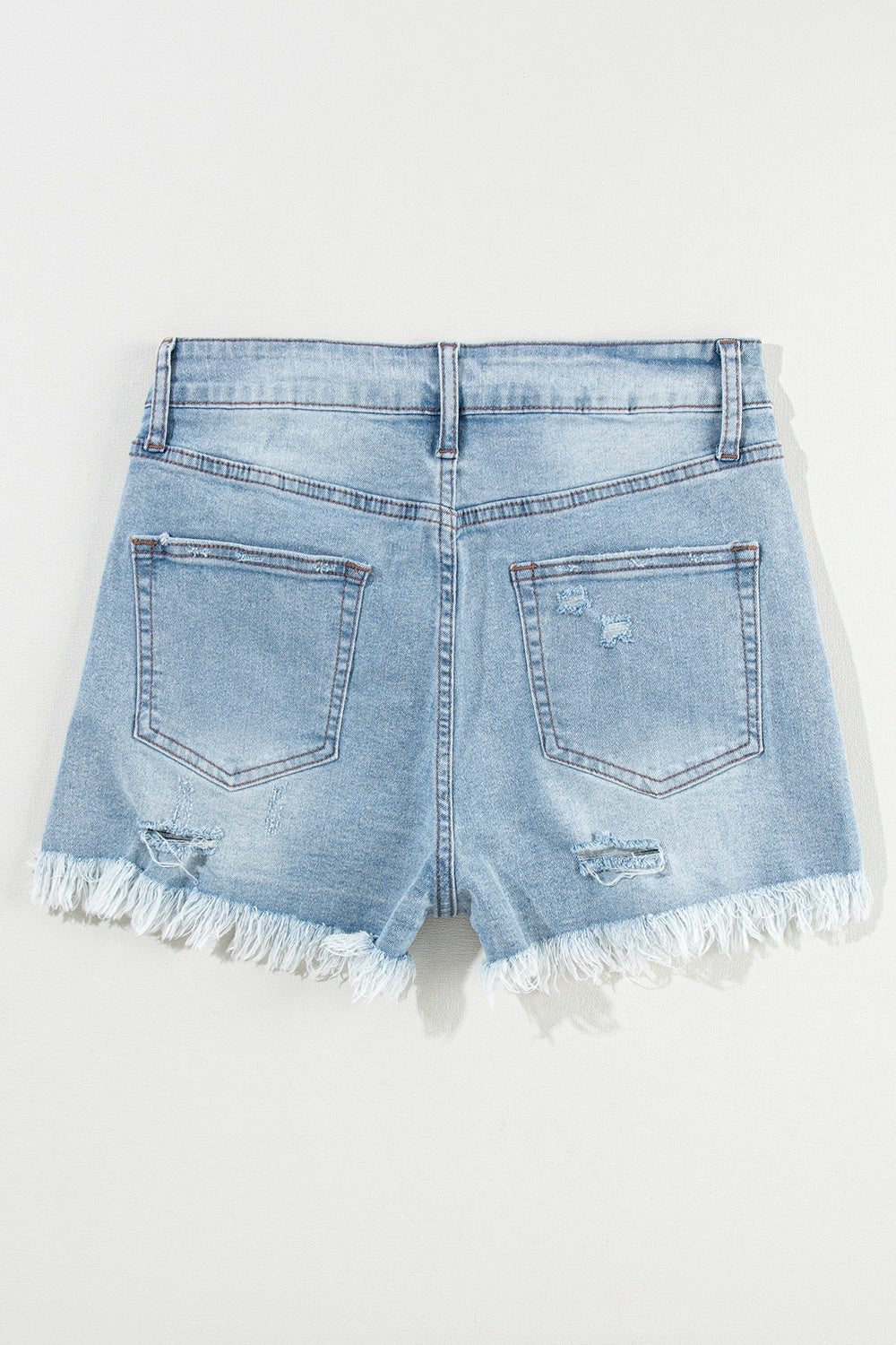 Distressed Raw Hem Denim Shorts-Angel Casuals