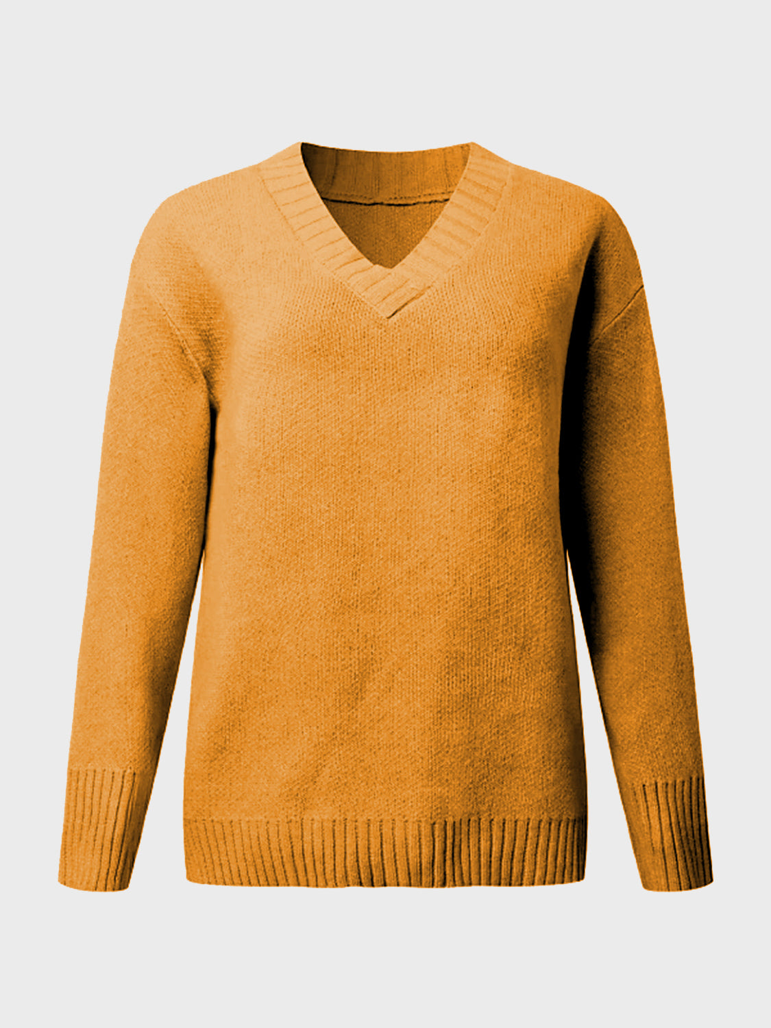 V-Neck Long Sleeve Knit Top-Angel Casuals