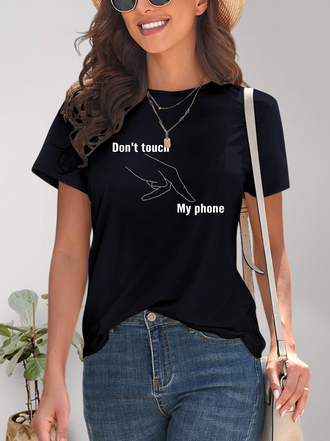 Graphic Round Neck Short Sleeve T-Shirt-Angel Casuals