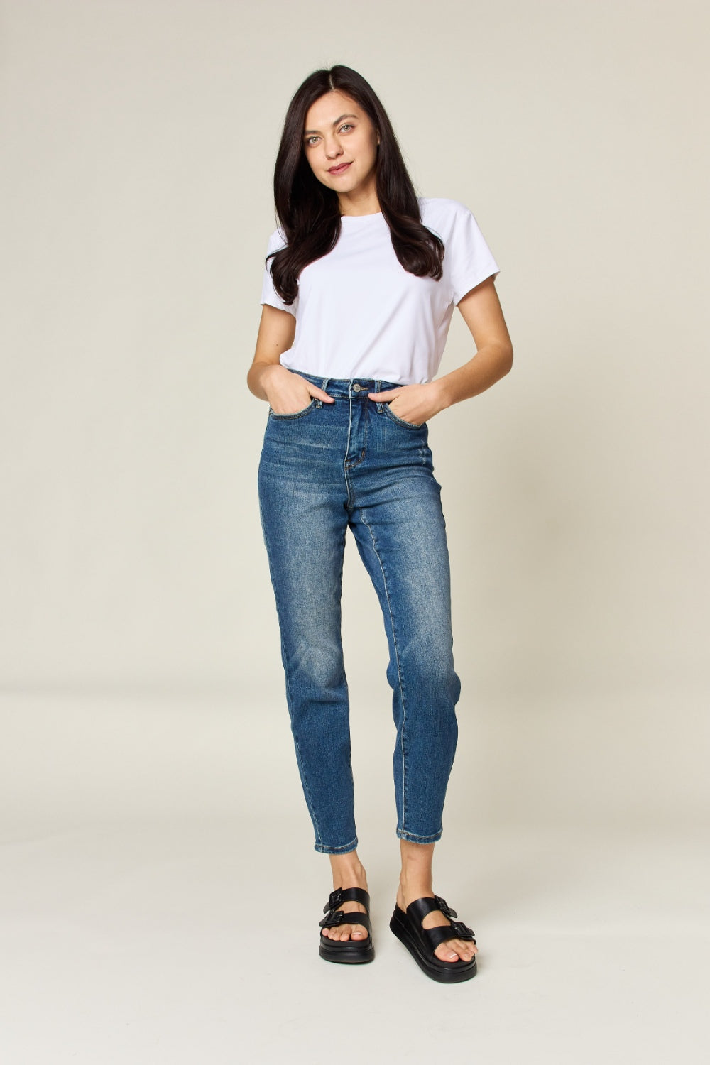 Judy Blue Full Size Tummy Control High Waist Slim Jeans-Angel Casuals