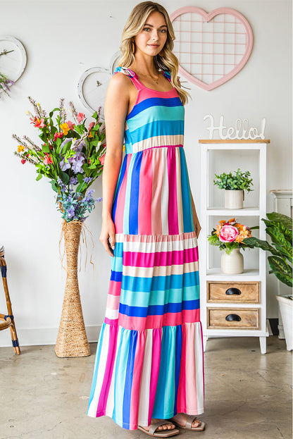 Striped Sleeveless Maxi Dress-Angel Casuals