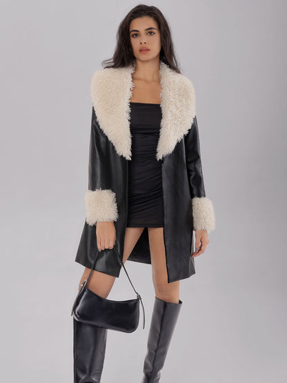 Fuzzy Long Sleeve Longline Coat-Angel Casuals