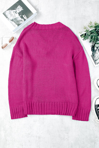 V-Neck Dropped Shoulder Sweater-Angel Casuals