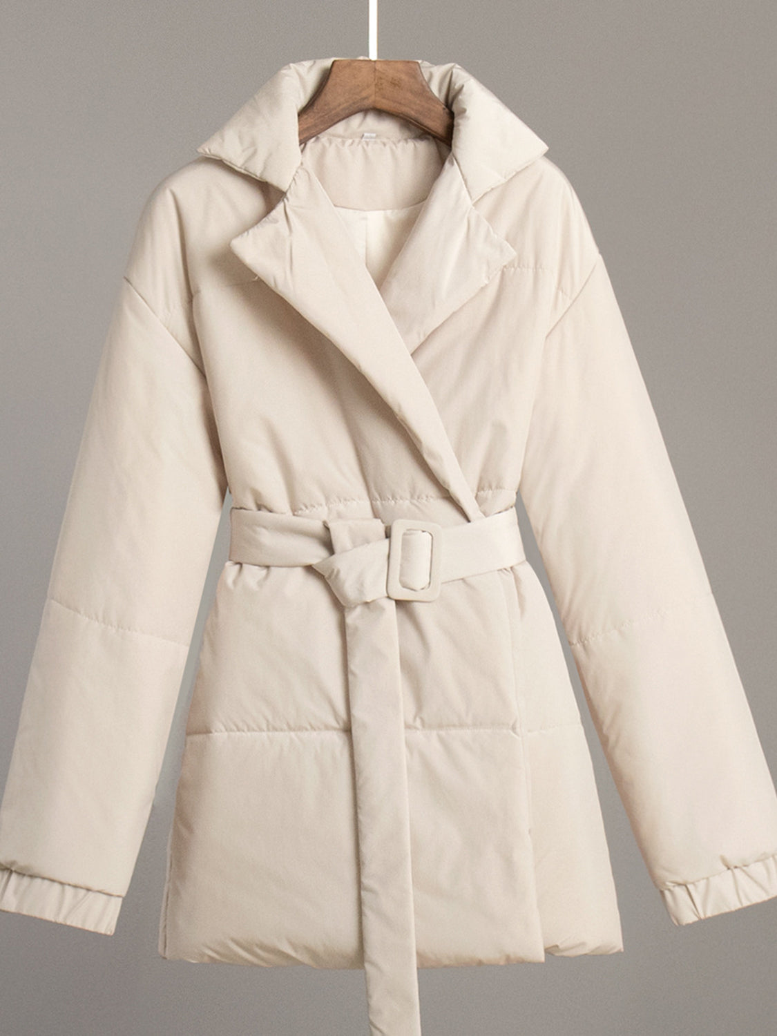 Puffer Long Sleeve Winter Coat with Belt-Angel Casuals