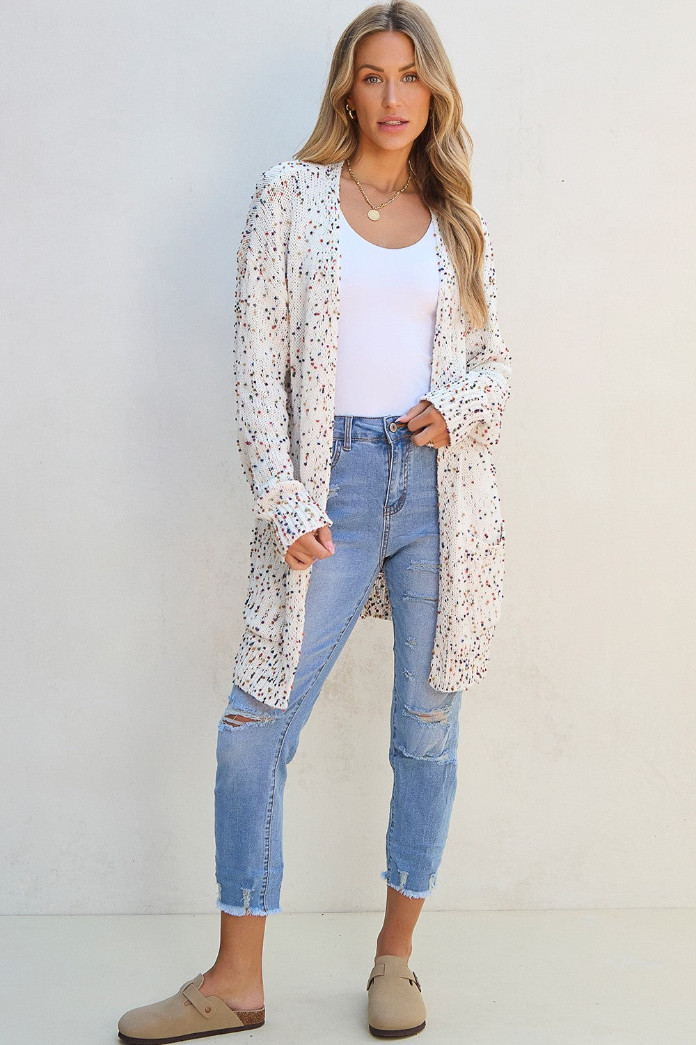 Open Front Long Sleeve Cardigan-Angel Casuals