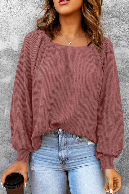 Square Neck Raglan Sleeve T-Shirt-Angel Casuals
