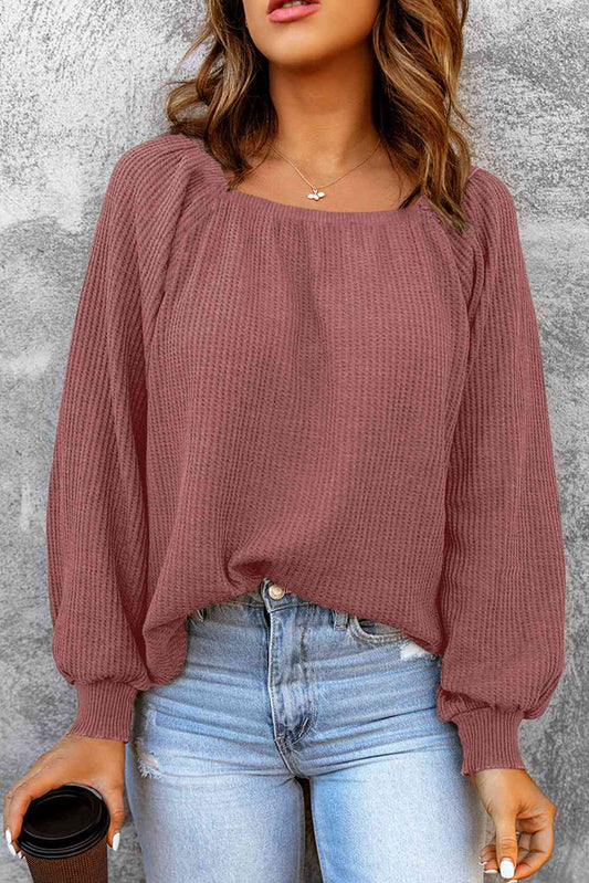 Square Neck Raglan Sleeve T-Shirt-Angel Casuals