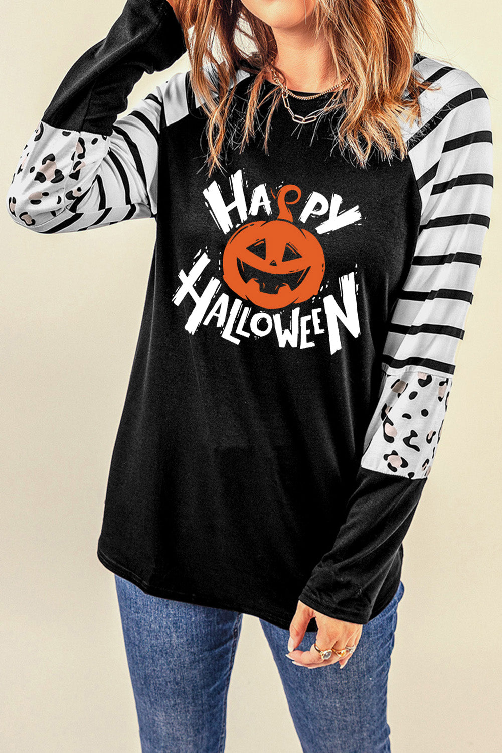 HAPPY HALLOWEEN Graphic Long Sleeve T-Shirt-Angel Casuals