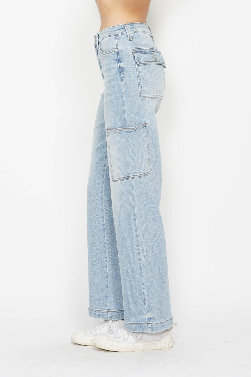 Judy Blue Full Size High Waist Straight Cargo Jeans-Angel Casuals