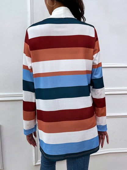 Shiny Color Block Open Front Cardigan-Angel Casuals