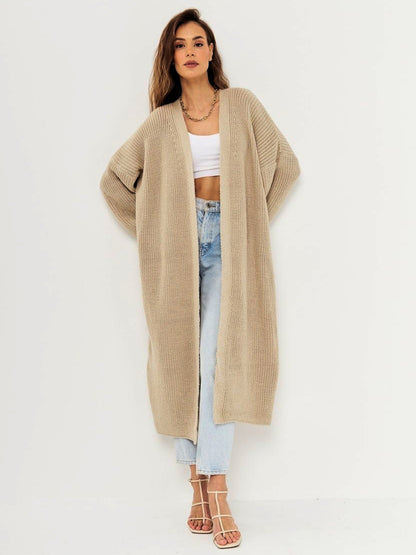 Open Front Long Sleeve Longline Cardigan-Angel Casuals
