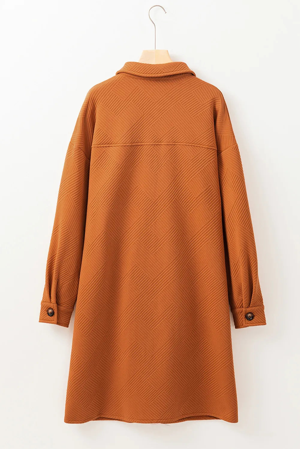 Textured Button Down Collared Neck Coat-Angel Casuals