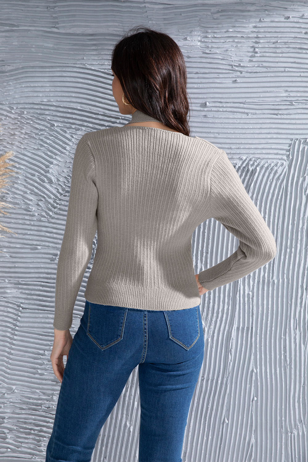 Halter Neck Long Sleeve Sweater-Angel Casuals