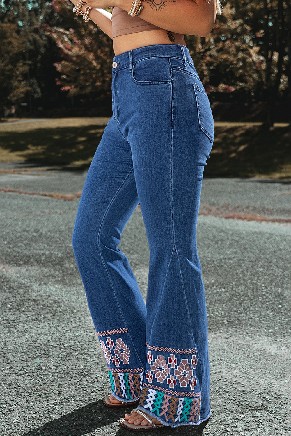 Embroidered Bootcut Jeans-Angel Casuals