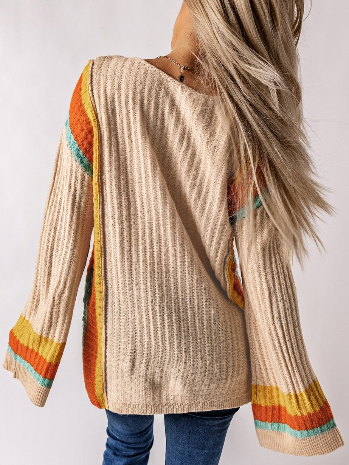 Striped Round Neck Long Sleeve Sweater-Angel Casuals