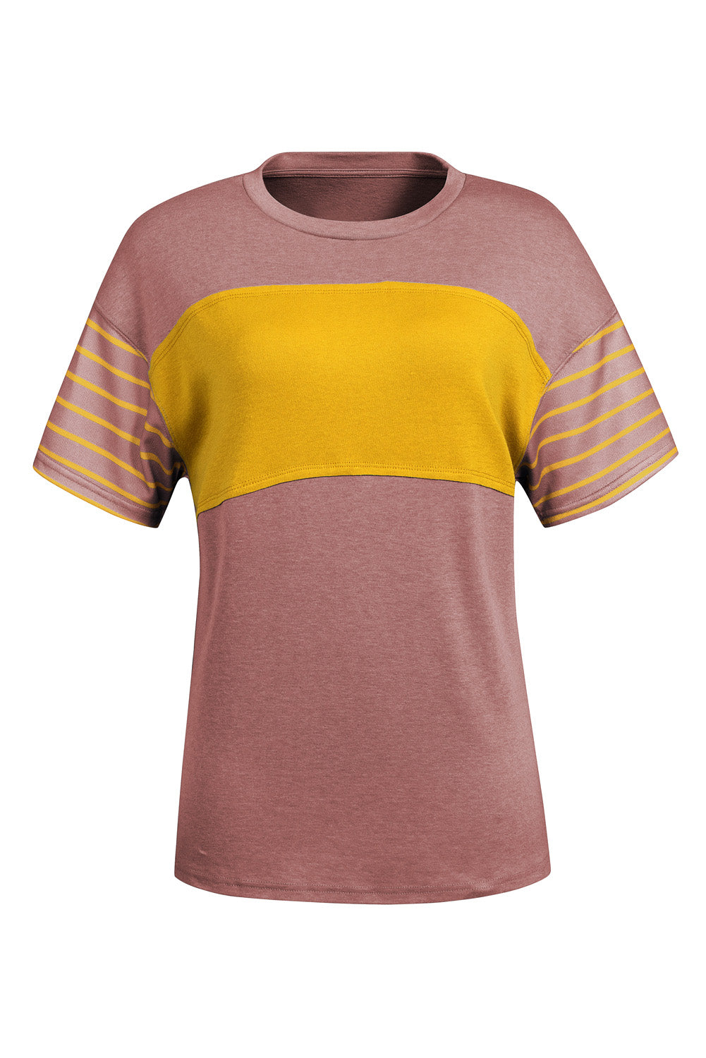 Striped Round Neck Short Sleeve T-Shirt-Angel Casuals