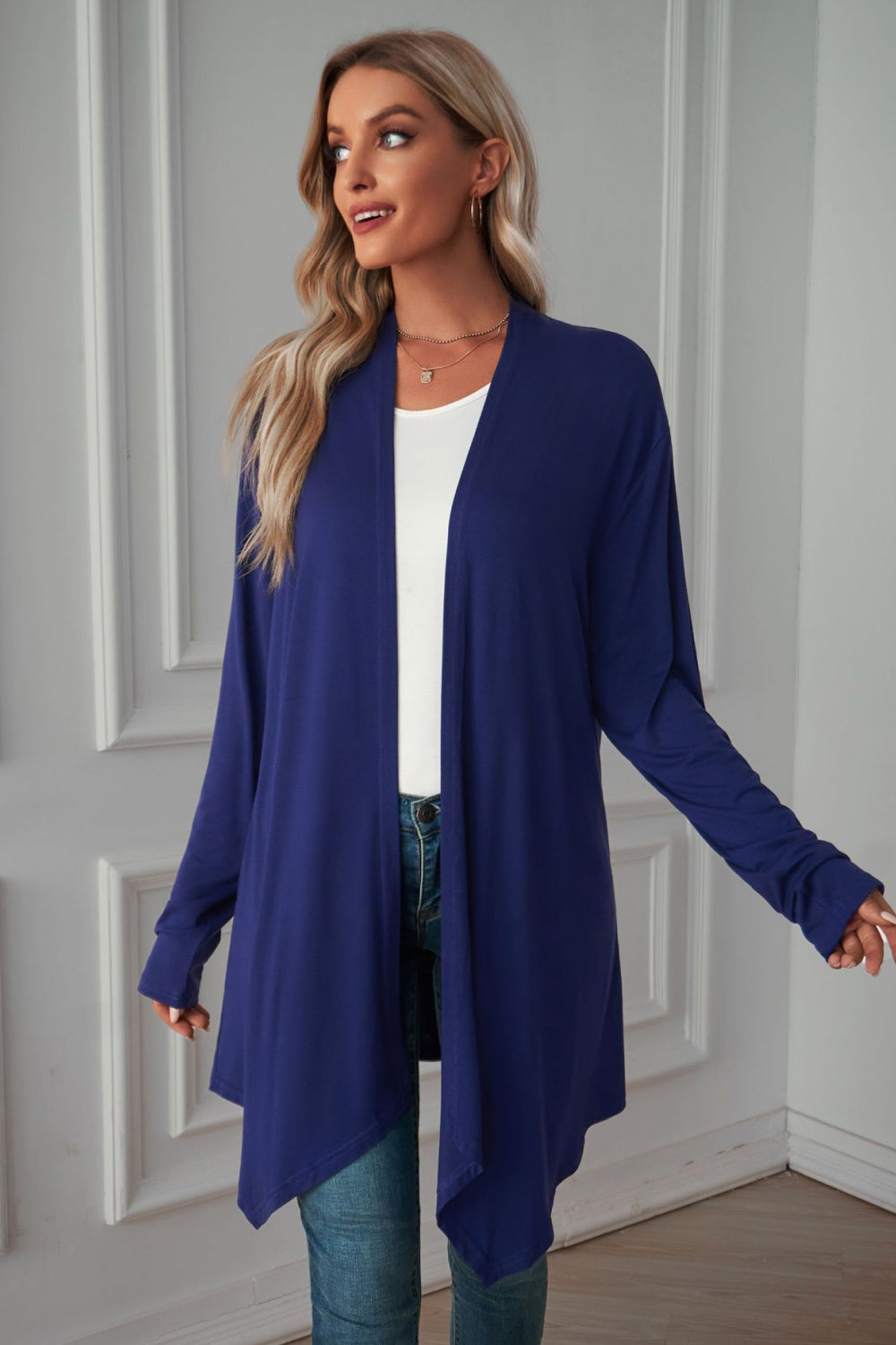 Open Front Long Sleeve Cardigan-Angel Casuals