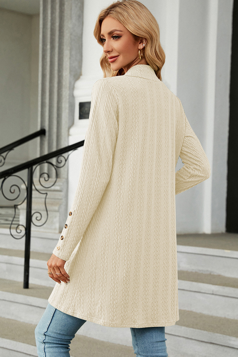 Open Front Long Sleeve Cardigan-Angel Casuals