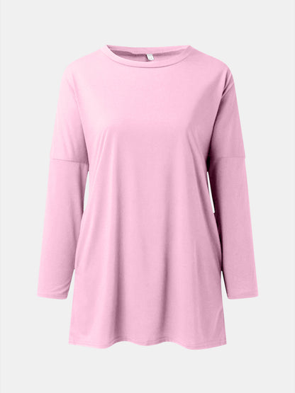 Full Size Round Neck Long Sleeve T-Shirt-Angel Casuals