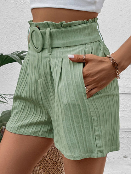 Belted Shorts with Pockets-Angel Casuals