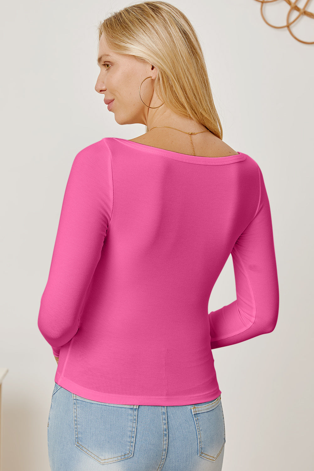 Square Neck Long Sleeve T-Shirt-Angel Casuals
