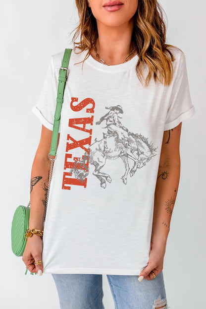 Graphic Round Neck Short Sleeve T-Shirt-Angel Casuals