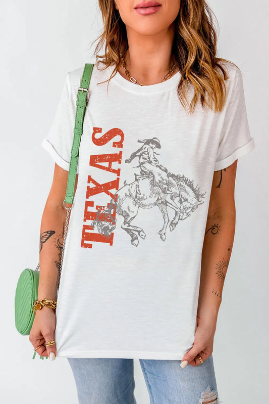 Graphic Round Neck Short Sleeve T-Shirt-Angel Casuals