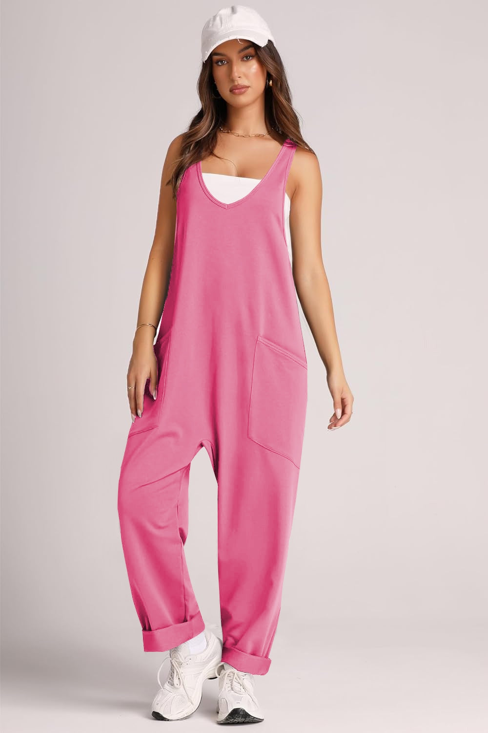 Wide Strap Jumpsuit with Pockets-Angel Casuals