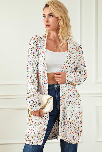 Heathered Open Front Long Sleeve Cardigan-Angel Casuals