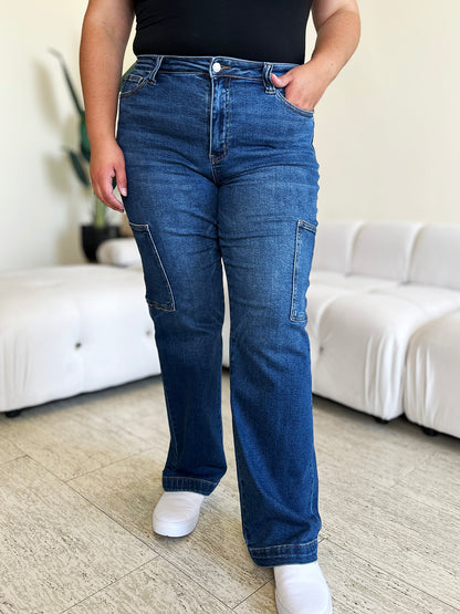 Judy Blue Full Size High Waist Straight Cargo Jeans-Angel Casuals