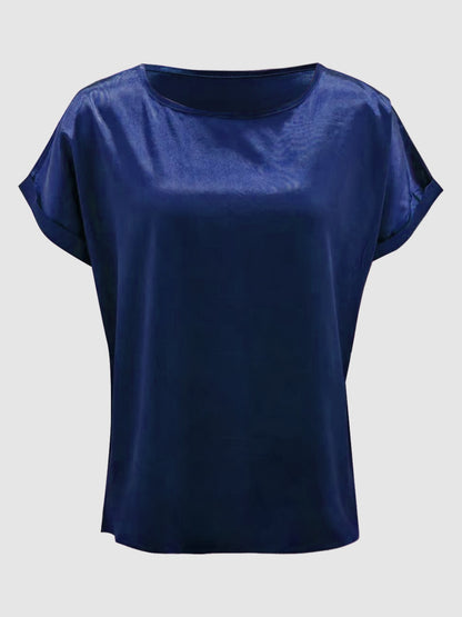 Round Neck Short Sleeve T-Shirt-Angel Casuals