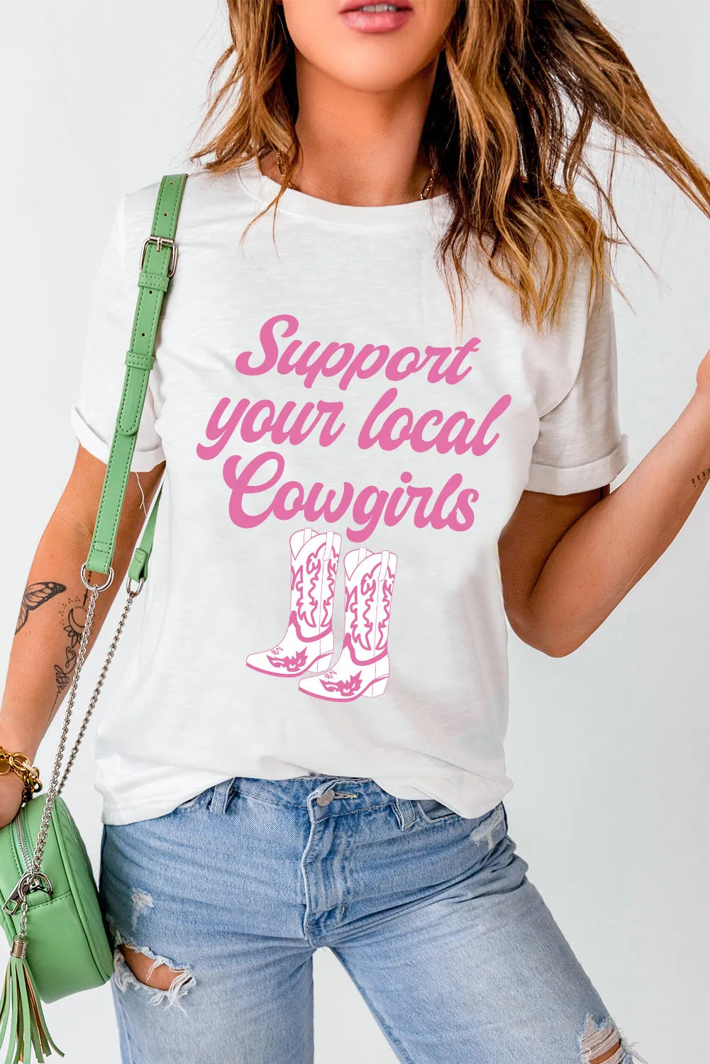 Letter Graphic Round Neck Short Sleeve T-Shirt-Angel Casuals