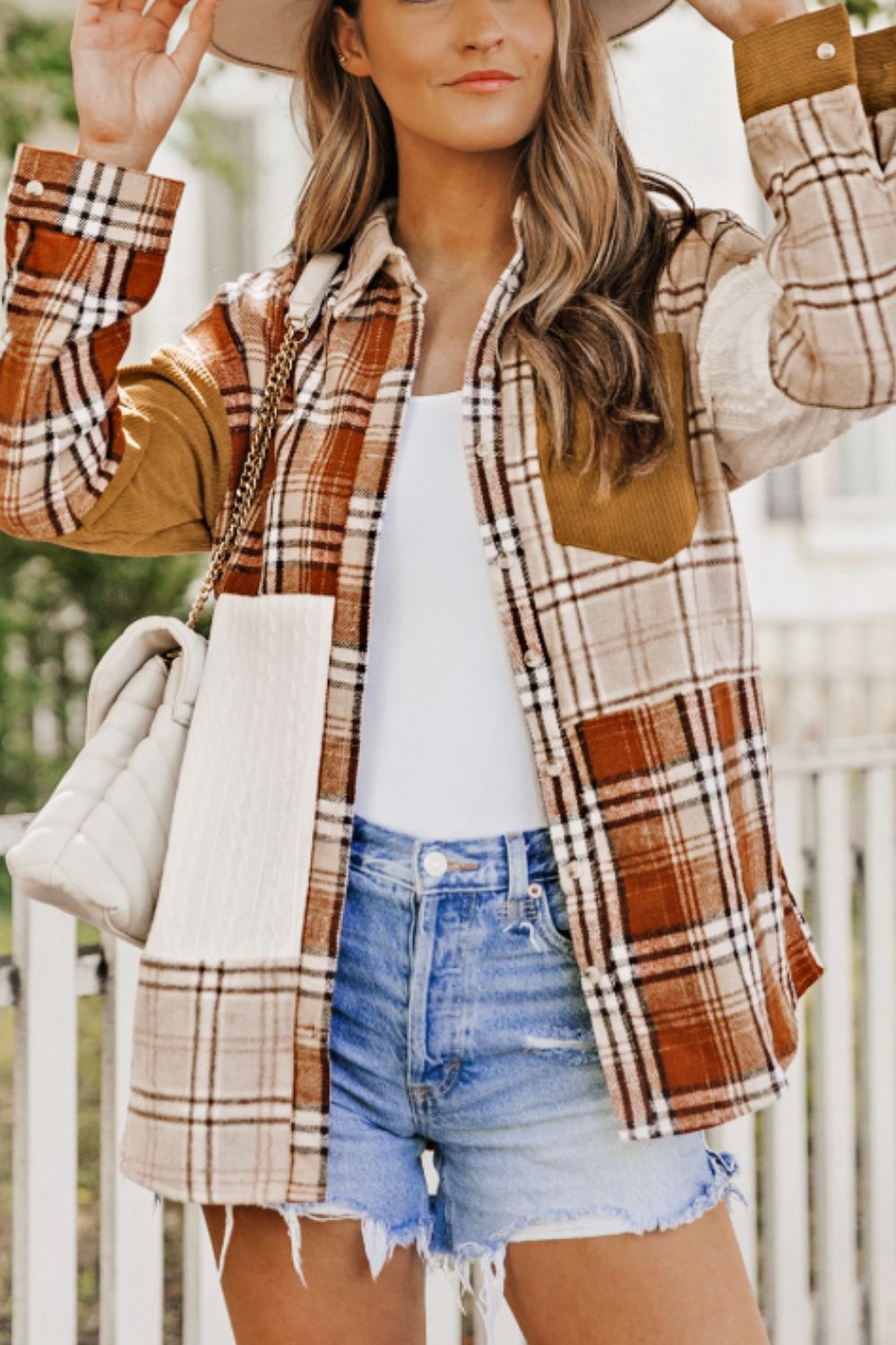 Plaid Button Up Long Sleeve Shacket-Angel Casuals