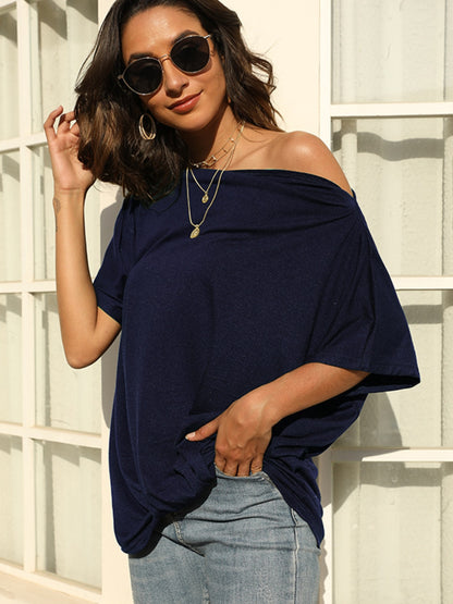 One Shoulder Short Sleeve T-Shirt-Angel Casuals