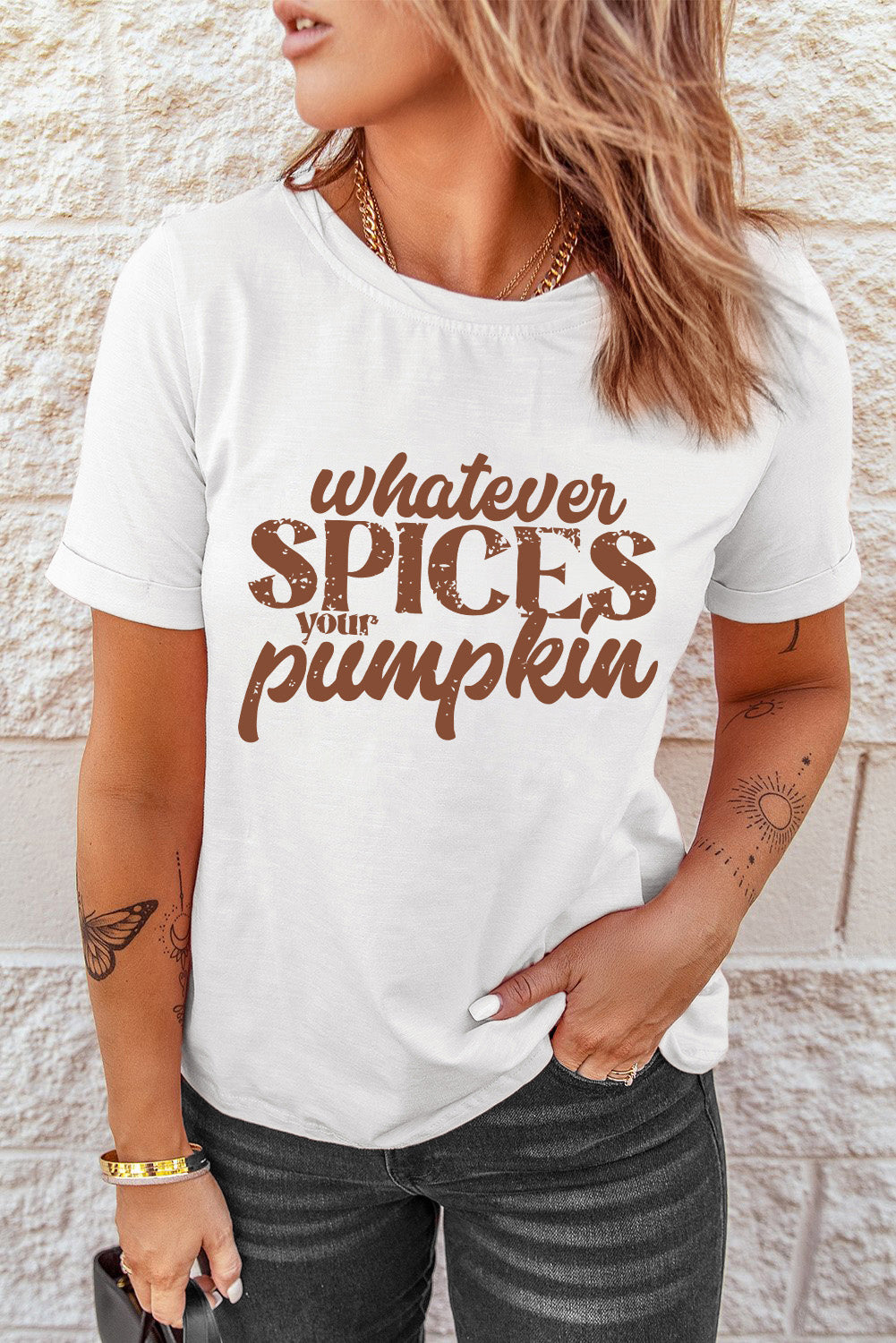 WHATEVER SPICES YOUR PUMPKIN Graphic Tee-Angel Casuals