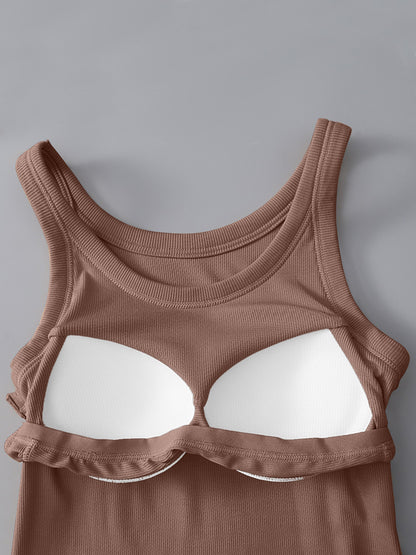 Round Neck Tank with Bra-Angel Casuals