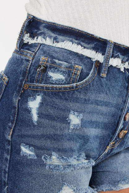 Kancan Distressed Button Fly Denim Shorts-Angel Casuals