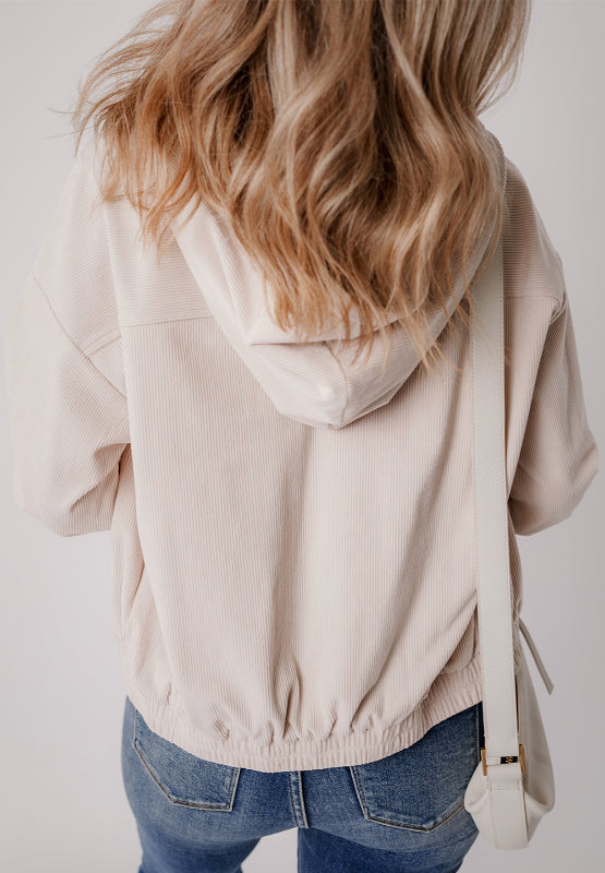 Pocketed Zip Up Long Sleeve Hooded Jacket-Angel Casuals
