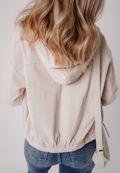 Pocketed Zip Up Long Sleeve Hooded Jacket-Angel Casuals