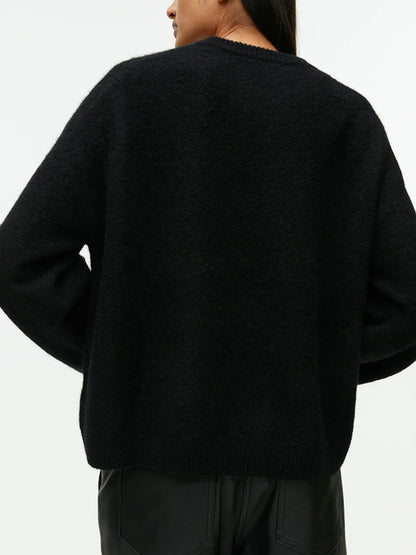 Round Neck Drop Shoulder Sweater-Angel Casuals