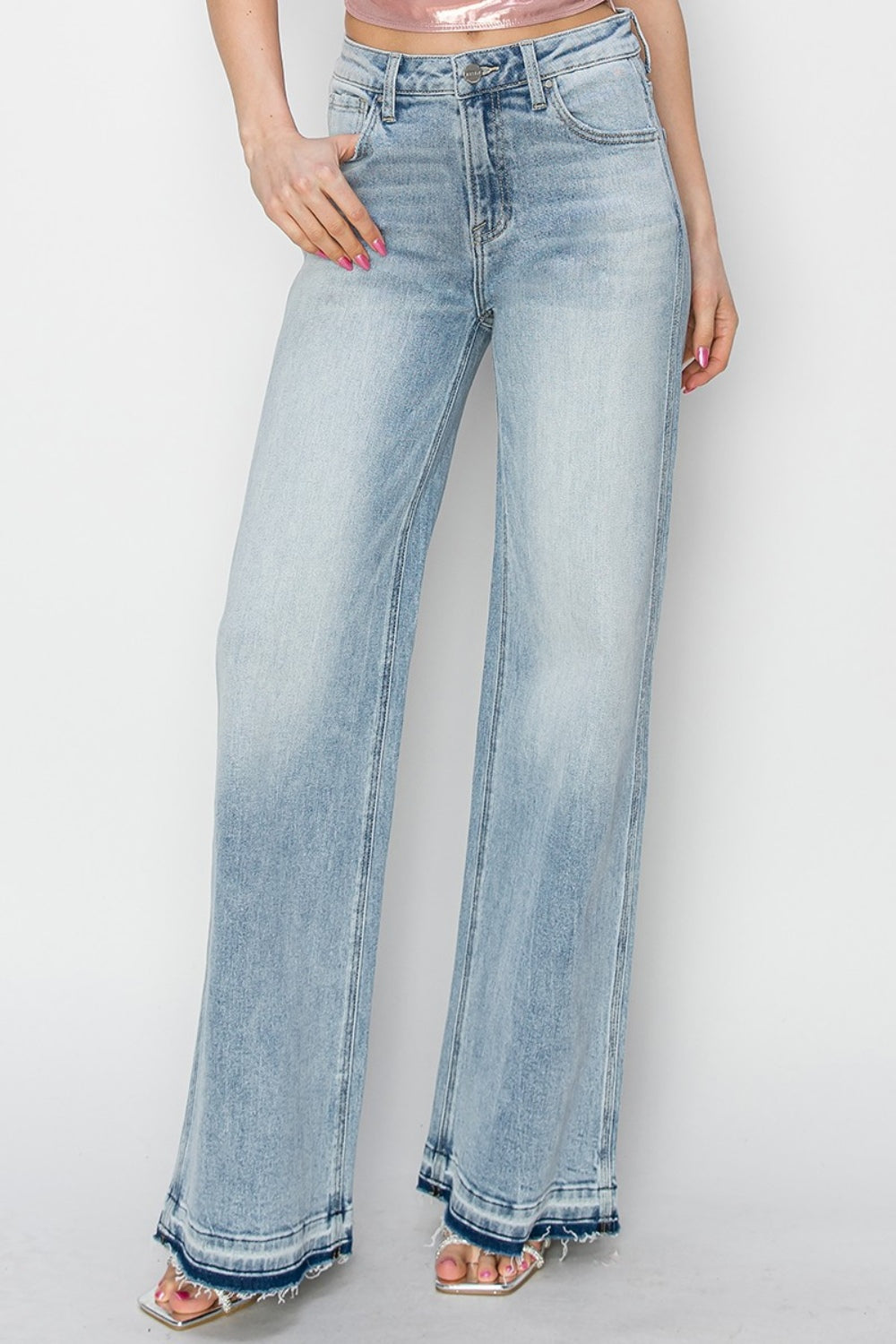 Risen Full Size High Rise Wide Leg Jeans-Angel Casuals