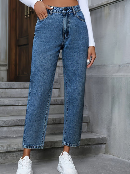 Pocketed Straight Leg Jeans-Angel Casuals