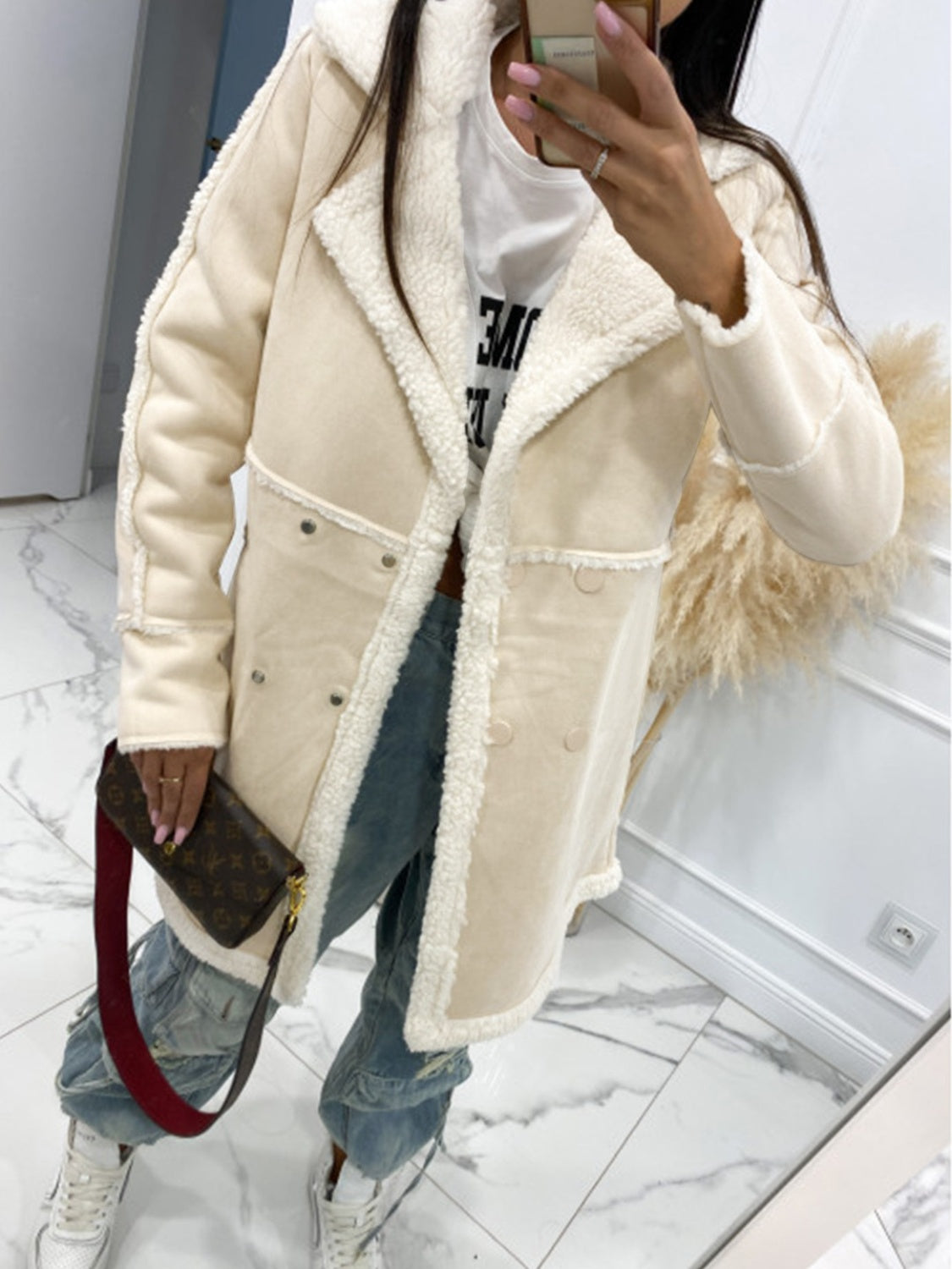Lapel Collar Exposed Seam Buttoned Coat-Angel Casuals