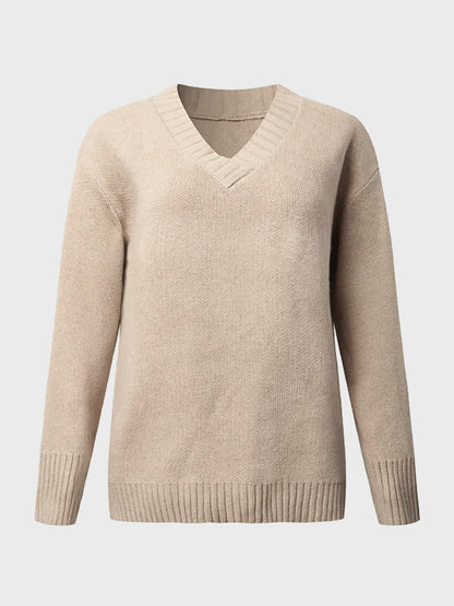 V-Neck Long Sleeve Knit Top-Angel Casuals