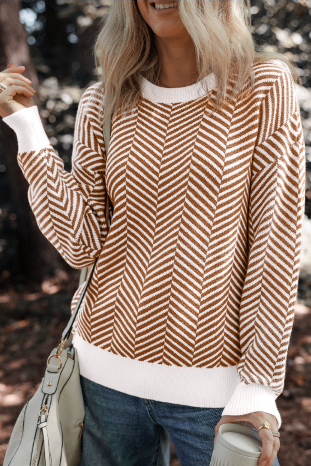 Striped Round Neck Long Sleeve Sweater-Angel Casuals