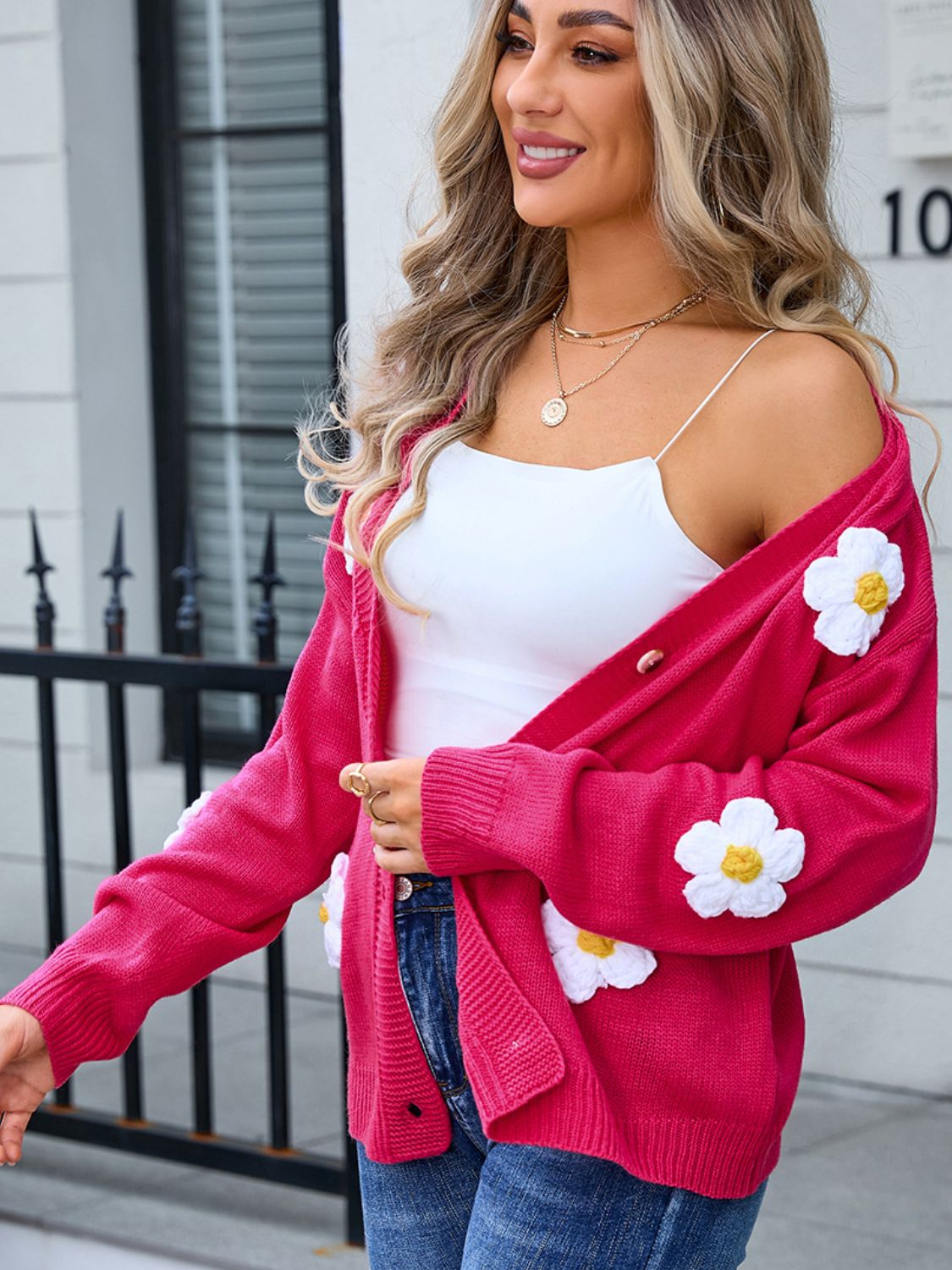 Angel Wings Crochet Flower Button Up Cardigan-Angel Casuals