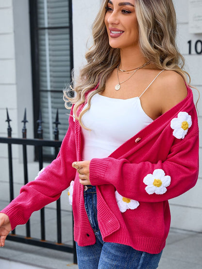 Angel Wings Crochet Flower Button Up Cardigan-Angel Casuals