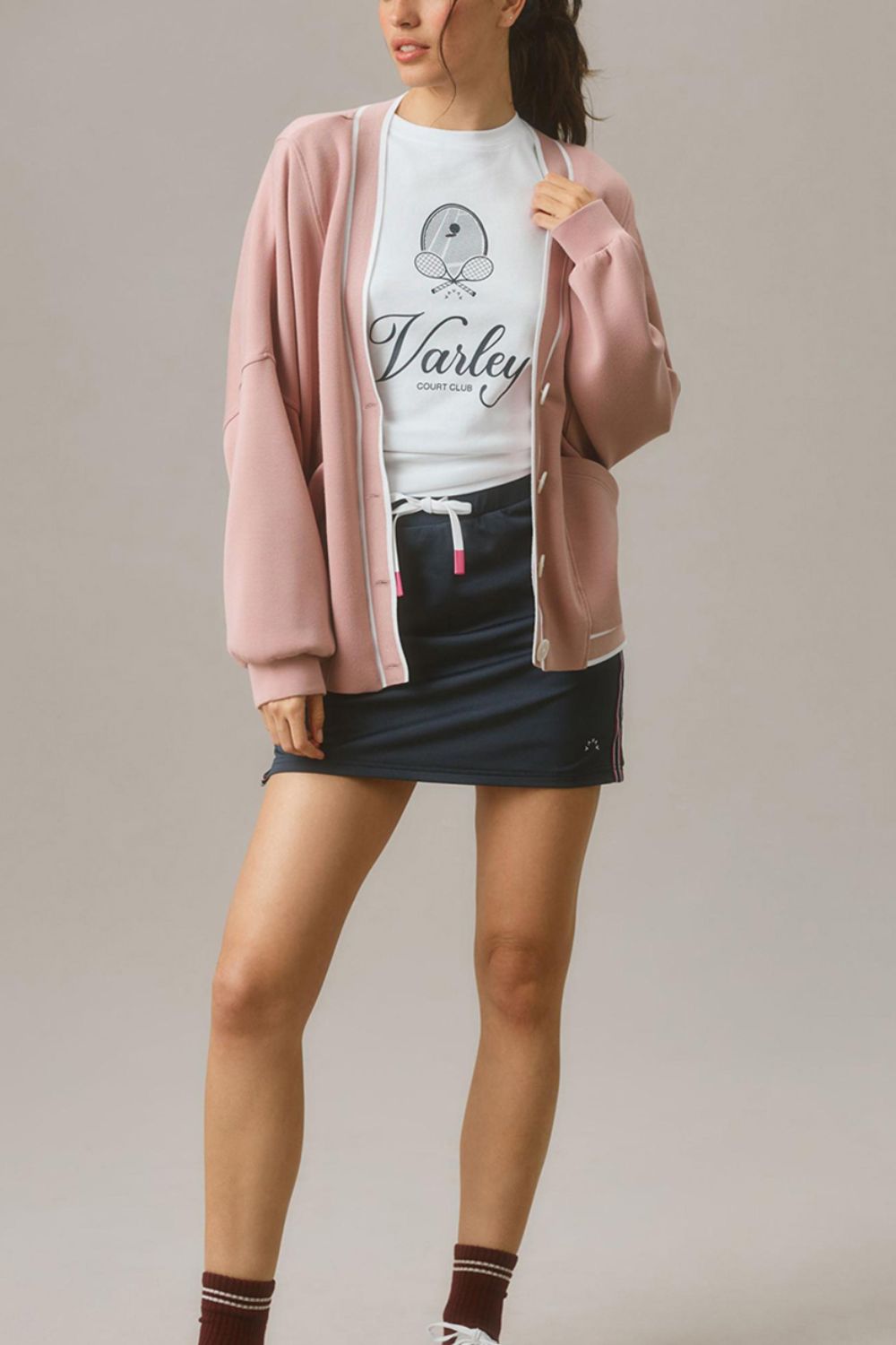 Contrast Trim V Neck Button Up Cardigan-Angel Casuals