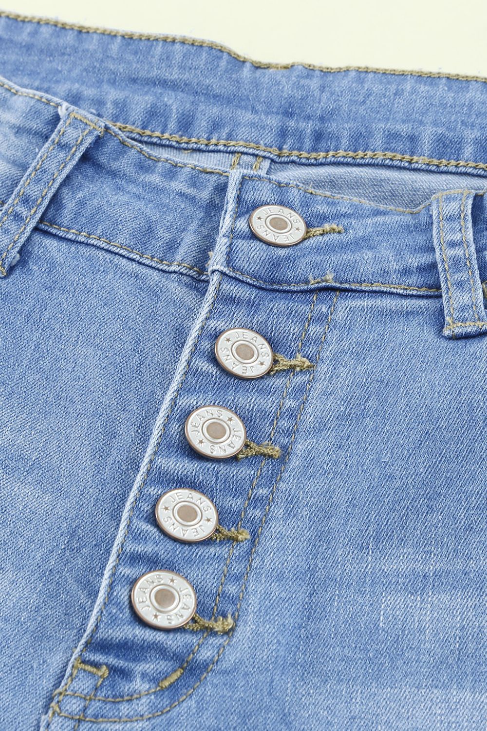 Button-Fly Distressed Raw Hem Flare Jeans-Angel Casuals