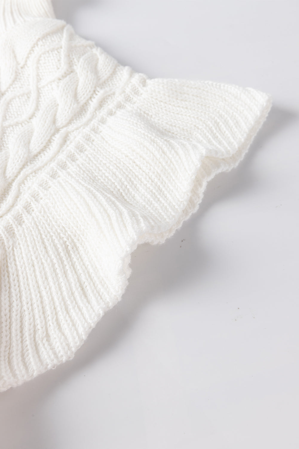 Cable-Knit Turtleneck Cap Sleeve Sweater-Angel Casuals